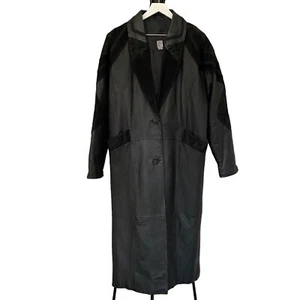 Vintage 90s Greg Bell Genuine Leather Coat Embossed Womens Size XL Mobwife Trend - Picture 1 of 15