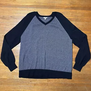Merona Sweater Size Extra Large XL Men’s Wool Gray Striped Black VNeck Knit - Picture 1 of 10