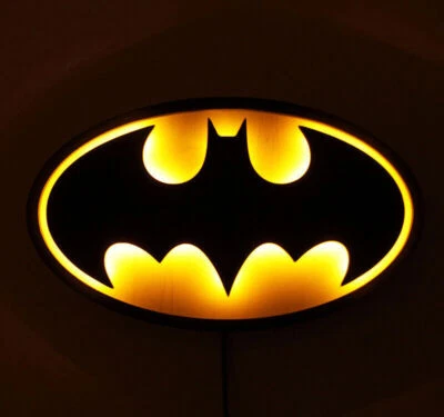 The Batman Bat Logo LED Night Light Atmosphere Bedroom Wireless Remote New Gift - Image 1 of 4