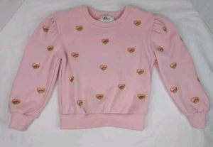 Lola And The Boys Girls 6 Pink Rainbow Heart Sweatshirt Embroidered - Picture 1 of 6