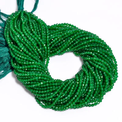 Cuentas facetadas con forma de rondelle de piedras preciosas de jade verde natural 3X3 mm filamento 13" GB263 Foto 1 de 2