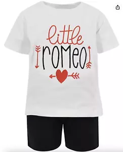 NWT Unique Baby Boys Little Romeo 2 Pieces Outfit Sets Short Sleeve Shorts, 12M - Picture 1 of 7