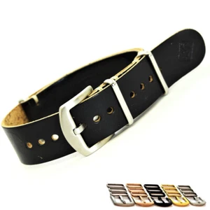 Militärstil Ersatz Leder Uhrenarmband Handarbeit 18/20/22/24 mm Zulu Band - Bild 1 von 14