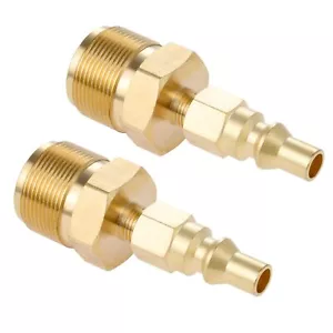 2PCS 1/4" Quick Connect Plug with 1"-20UNEF Male Thread BBQ Propane Adapter - Picture 1 of 7