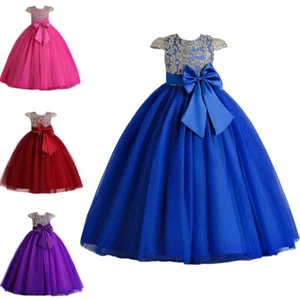 Children Flower Kids Girls Princess Tutu Dress Wedding Party Gown Birthday Prom - Picture 1 of 53