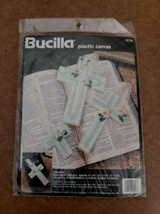 New 1995 Bucilla Plastic Canvas 3 Crosses Bookmark Kit 6178 Vintage Knitting - Picture 1 of 5