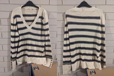 Marks and Spencer Linen Mix Stripe Sparkle Jumper(IVORY MIX)21" PTP(SIZE 24) - Image 1 of 4
