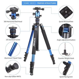 63" Camera Tripod Aluminium Travel Portable Ballhead For Canon Nikon Sony DSLR - Picture 1 of 11