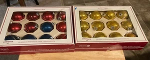 Vintage 2 Boxes 24ct Sears Roebuck Christmas Ornament 3” Balls Gold/Red/Blue - Picture 1 of 2