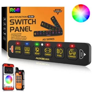 AUXBEAM RGB 6 Gang Switch Panel LED Light For Yacht Marine Boat RV Breaker Tool - Picture 1 of 12