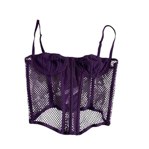 Out From Under Korsett Top Gr. M lila wattiert Bustier Cincher Mesh Grunge Punk - Bild 1 von 9