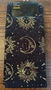 Sun, Moon & Stars Kitchen Towels Set Of 2, Black & Gold Kitchen Towels - Picture 1 of 11