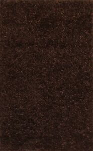 Thick Plush Dark Brown Modern Shaggy 3x5 Small Rug Hand-knotted Foyer Carpet