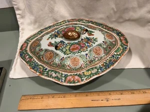 Vintage Chinese Export Porcelain Rose Medallion covered vegetable bowl 9 X 11” - Picture 1 of 4