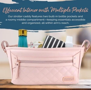 Itzy Ritzy Cochecito Organizador Rubor Rosa Vegano Ajustable Caddy Baby Shower Nuevo con Etiquetas - Imagen 1 de 3