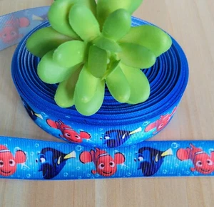 7/8" (1 YD) Finding Nemo Grosgrain Ribbon Dory Nemo Disney Movie Ribbon - Picture 1 of 2