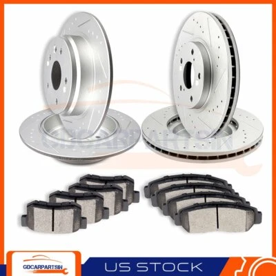 Front + Rear Brake Disc Rotors And Ceramic Pads Slotted For 1999-2003 Acura TL - Imagem 1 de 4