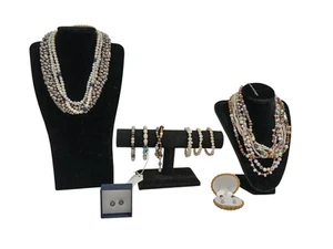 Genuine Pearl Bundle x8 Necklaces x6 Bracelets x4 Earring Pair 515g Weight - Picture 1 of 21