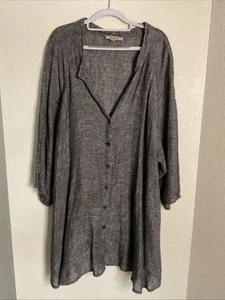 Top lino Lagenlook manica 3/4 bottoni davanti taglia 3G - Foto 1 di 8