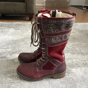 Bos. & Co. Boots Womens 40 Holding Red Suede Zipper Sherpa Shearling Lining US 9 - Picture 1 of 11