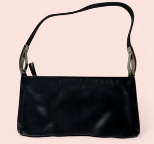 Vtg 90s Y2K DKNY Black Leather Shoulder Bag Envelope Handbag Purse Trendy Chic - Picture 1 of 8
