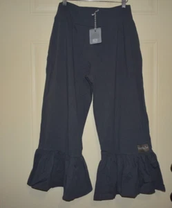 Matilda Jane Gray Crop Big Ruffle Pants Women's Sz L NWT in Bag - Picture 1 of 4