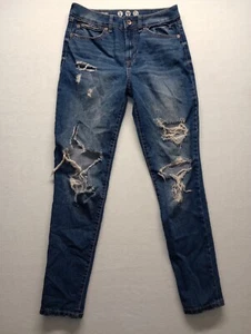By Rewash Jeans Women's Juniors Size 7/28 Blue Skinny Distressed Stretch Denim - Picture 1 of 10