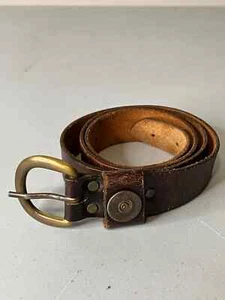 RARE Belt 12 Gauge Shotgun Brown Solid Leather Belt Size 38 - Picture 1 of 5