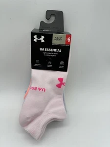 6 PAIRS UNDER ARMOUR UA ESSENTIAL LIGHTWEIGHT /GIRLS WOMEN NO SHOW SOCKS 4.5-7 - Picture 1 of 4