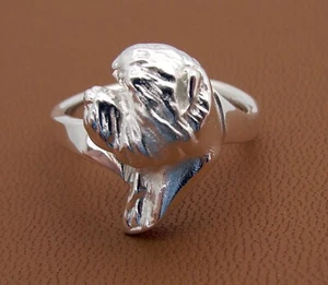 Small Sterling Silver West Highland White Terrier Head Study Ring - Picture 1 of 4