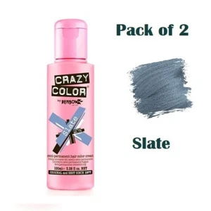 2 X Crazy Color Semi Permanente Haarfarbe Schiefer - 100Ml (Packung Mit 2) - Bild 1 von 2
