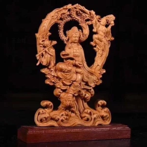 New Avalokiteśvara Bodhisattva Figure China Thuja-wood Hand Engraving Statue - Picture 1 of 2