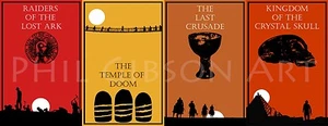 Original Indiana Jones Minimalist Art Print DVD Blu Poster Set Fedora Whip  - Picture 1 of 1