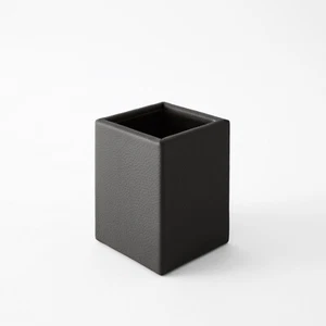 Schreibtisch Stiftehalter Echtes Leder Anthrazit Grau - Quadratisches Design - Bild 1 von 5