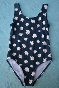 NEW NAVY BLUE Daisy Print One Piece Swimsuit Girls Size 7years. High Back. NWOT - Picture 1 of 1
