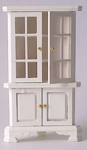 Dollhouse Furniture White Corner Hutch - Picture 1 of 4