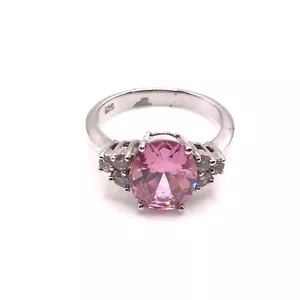 925 Sterlingsilber rosa & klar CZ Zirkonia Ringgröße 8 - Bild 1 von 6