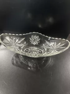 Vintage Anchor Hocking Star Of David Clear Glass Boat Relish Dish - Picture 1 of 2