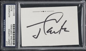 Corte autografiado firmado por Jimmy Carter AUTO PSA/DNA AUTÉNTICO 39º Presidente EE. UU. - Imagen 1 de 2