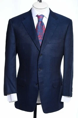 38R Corneliani Classic-Fit Blue Rayon Gabardine 3-Button Blazer 22.75" Sleeves - Image 1 of 4