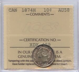 1874H Ten Cents - ICCS AU58 - XDX 429