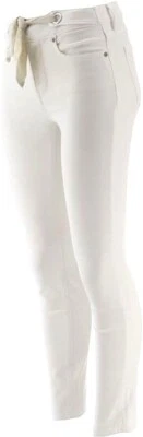 NYDJ 女式 14 码 ALINA 白色踝牛仔裤可互换围巾腰带弹力全新带标签 — 第 1/3 张图片