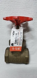 NEW MUELLER 100-206 1-1/4" THREADED BRASS GATE VALVE PN25 150S 300 WOG - Picture 1 of 7