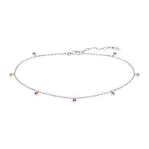 Lotus Silver Women's Silver Anklet LP3245-8/1 Colorful Stone - Picture 1 of 5