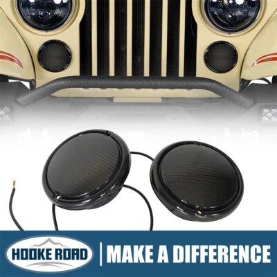 Hooke Road Front LED Turn Signal Lights For 1976-1986 Jeep CJ5 CJ7 CJ8 Scrambler - Image 1 of 4