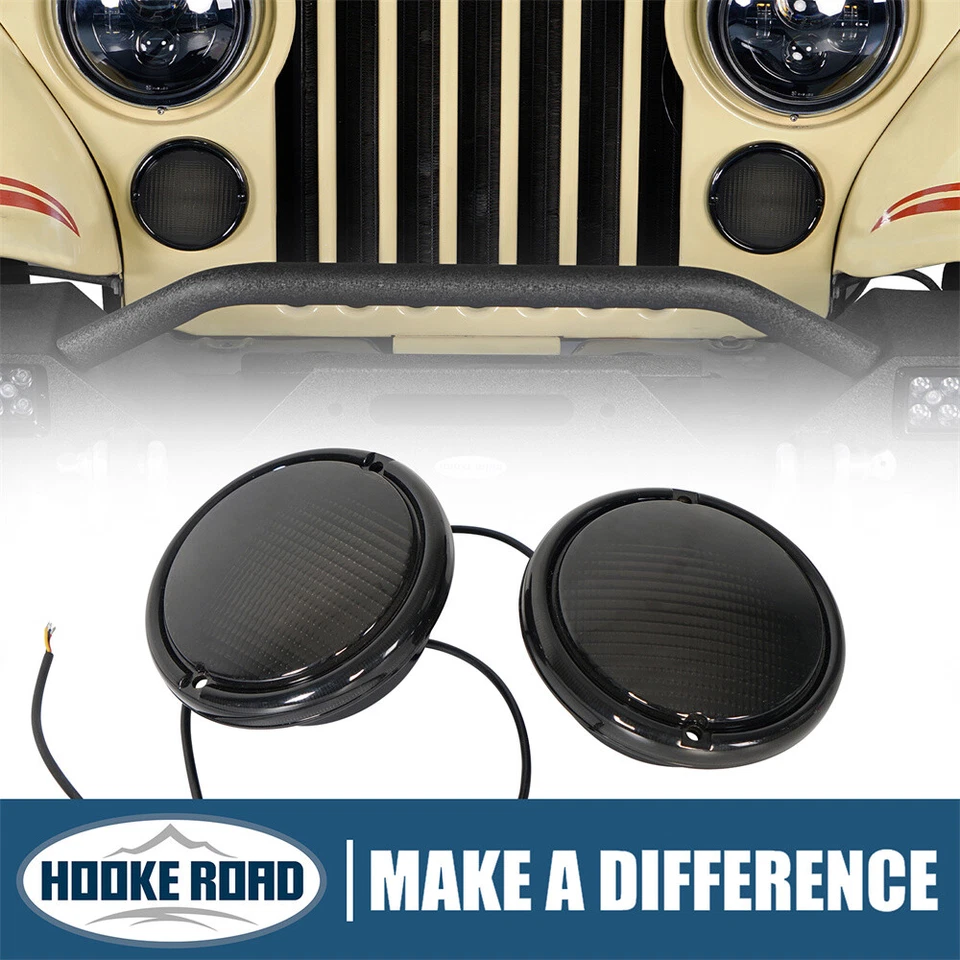 Hooke Road Front LED Turn Signal Lights For 1976-1986 Jeep CJ5 CJ7 CJ8 Scrambler - Image 1 of 4
