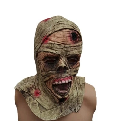 Máscara de múmia terror Halloween capacete látex zumbi capacete cosplay adereços de festa - Imagem 1 de 4