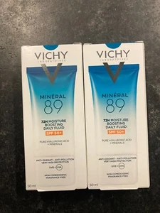 VICHY MINERAL 89 72H MOISTURE BOOSTING DAILY FLUID SPF 50 2 x 50ML BRAND NEW - Picture 1 of 1