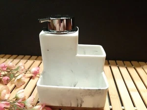 Sponge Holder & Brush Holder,White Marble 3 in 1 Liquid Hand Dish Soap Dispenser - Foto 1 di 7