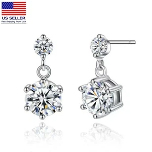 Fashion Women Jewelry Six Prong Crystal Earrings Stud Pop Simple Style 7mm 0973 - Picture 1 of 3